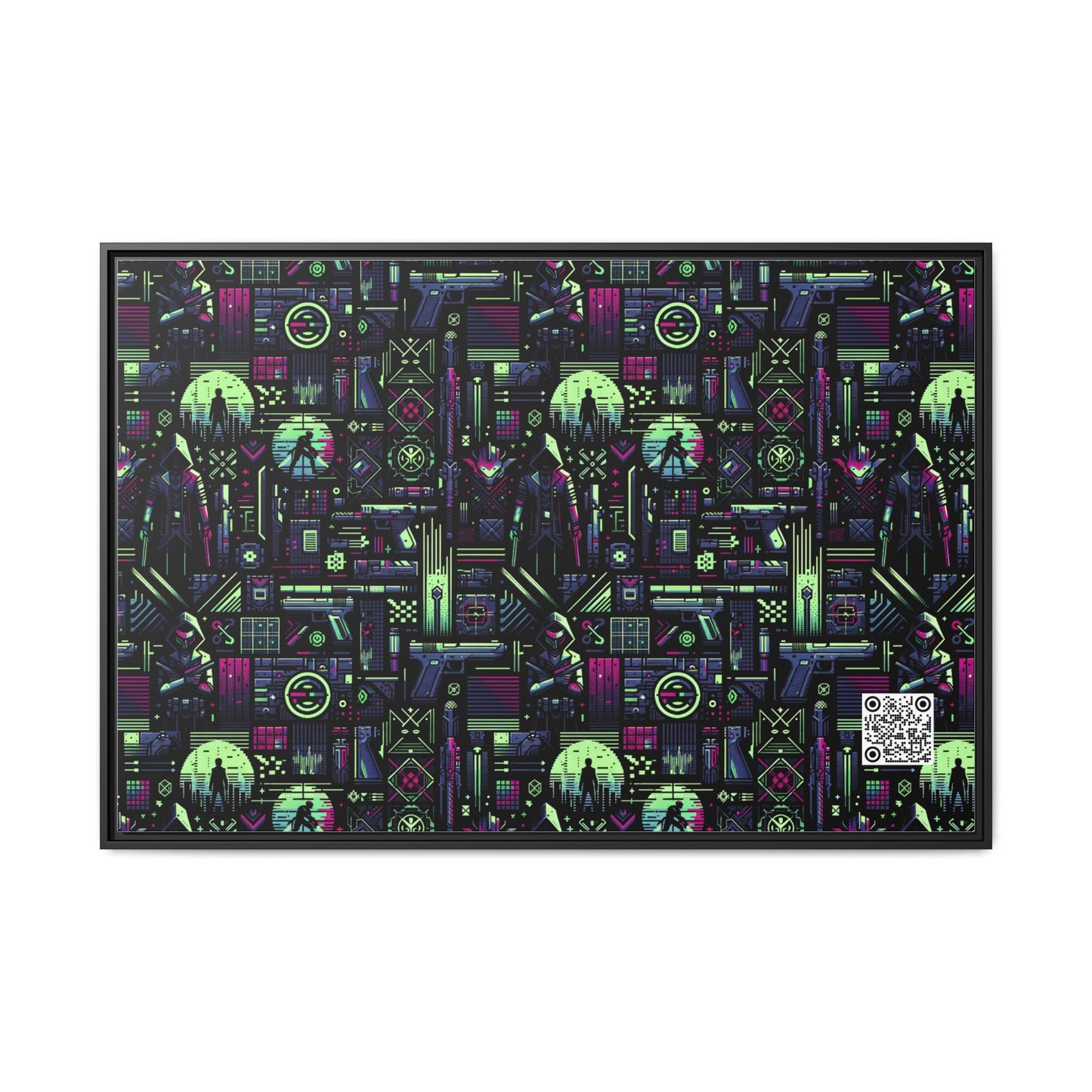 Tech Noir Futuristic Cyberpunk Matte Canvas, Framed (multi-Color) - 8404 Design-63 A