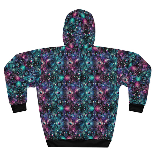 Galactic Hues Tech-Forward Cosmic Fusion Pullover Hoodie - 8404 Design-59