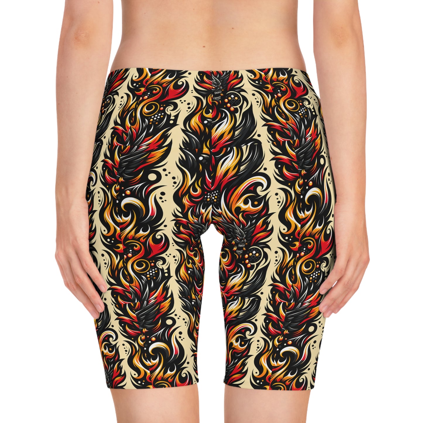 Flame Graphics Maximalist Streetwear Women's Bike Shorts - 8404 Design-65