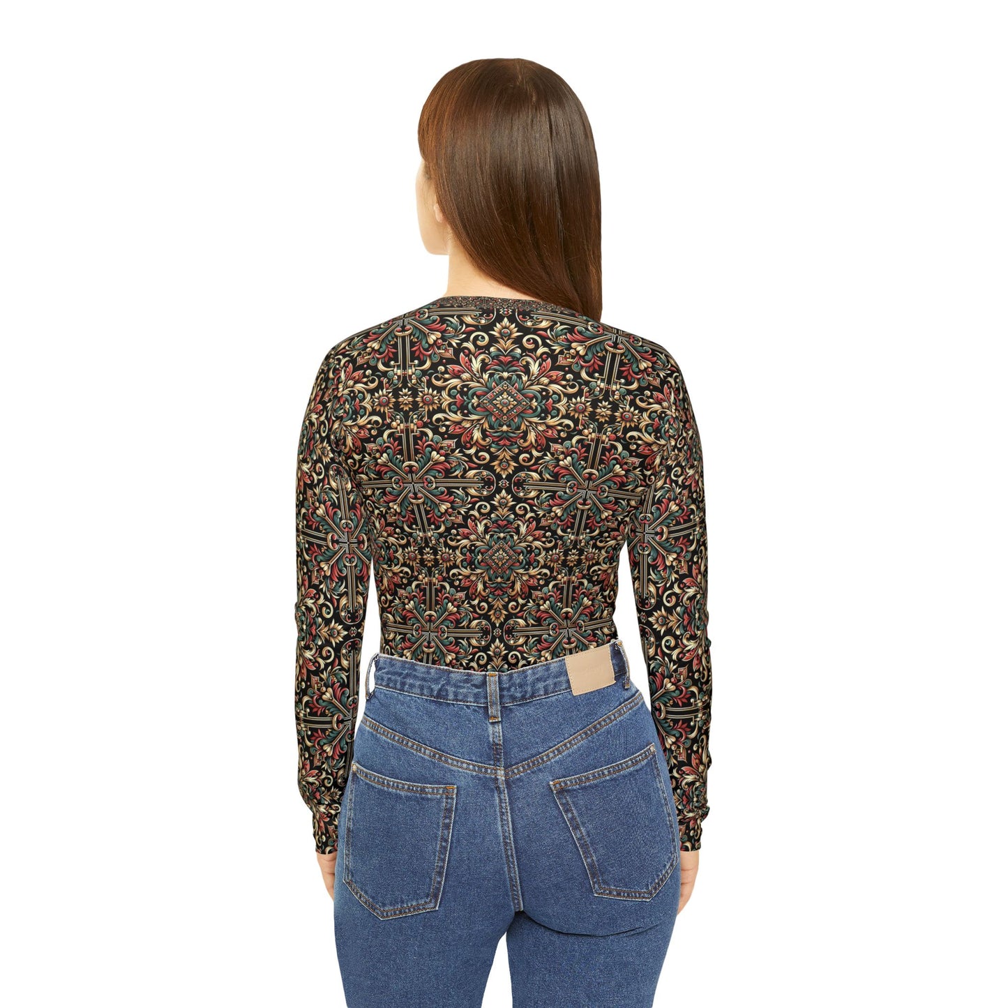 Streetwear Renaissance Artistic Clash of Old and New Women's Long Sleeve V-Neck Shirt - 8404 Design-46
