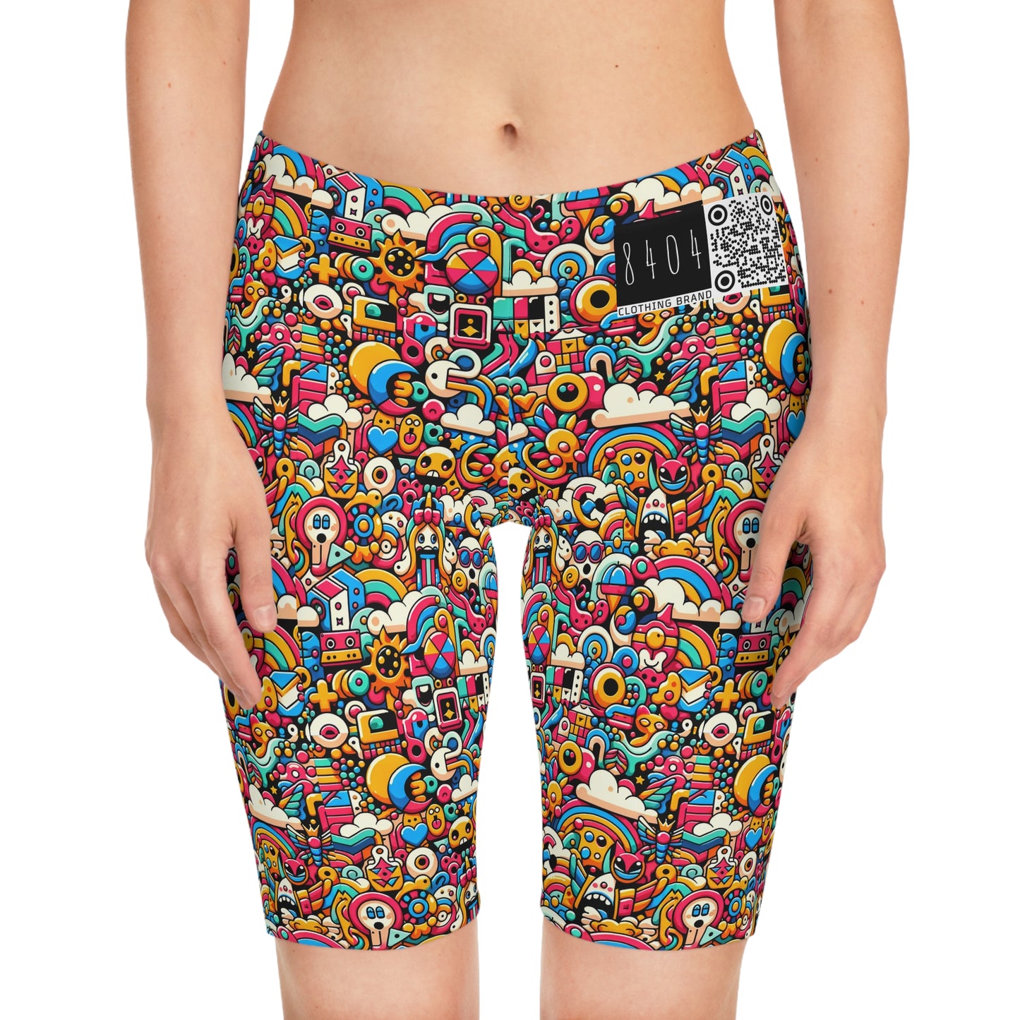 Neon Pop Playful Pop Culture Mashup Women's Bike Shorts - 8404 Design-62