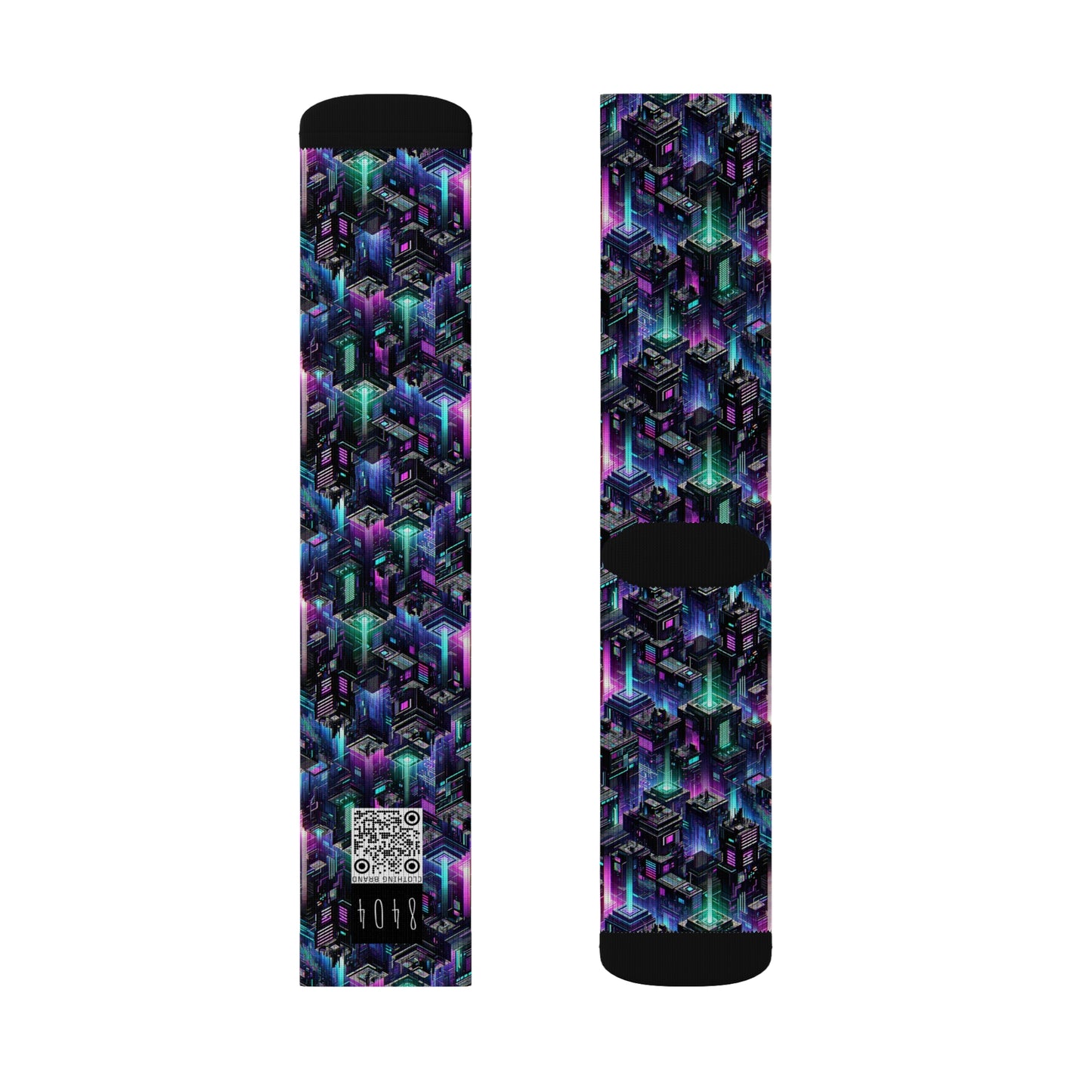 Tech Noir Graphics Futuristic Tech Aesthetics Sublimation Socks - 8404 Design-55