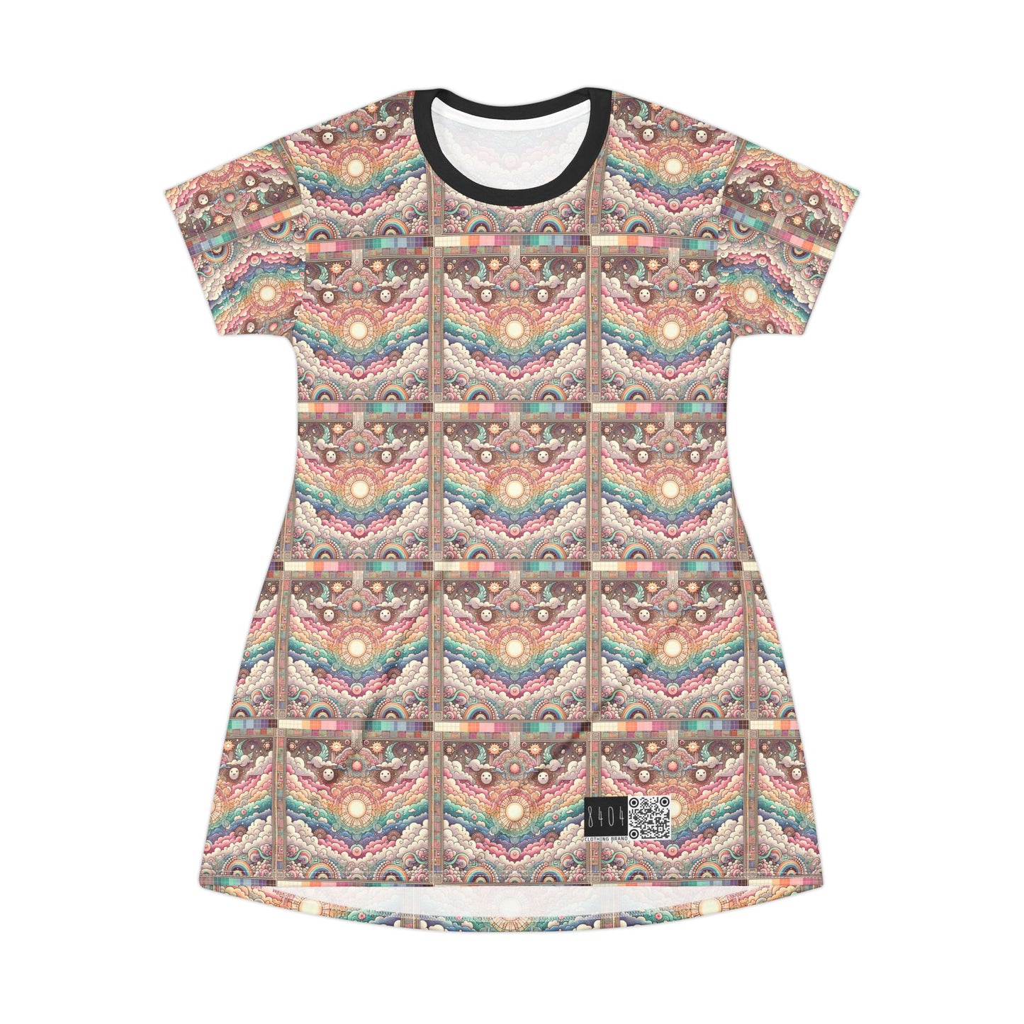 Digital Dreamland Whimsical and Nostalgic Streetwear With a Digital Twist T-Shirt Dress - 8404 Design-56