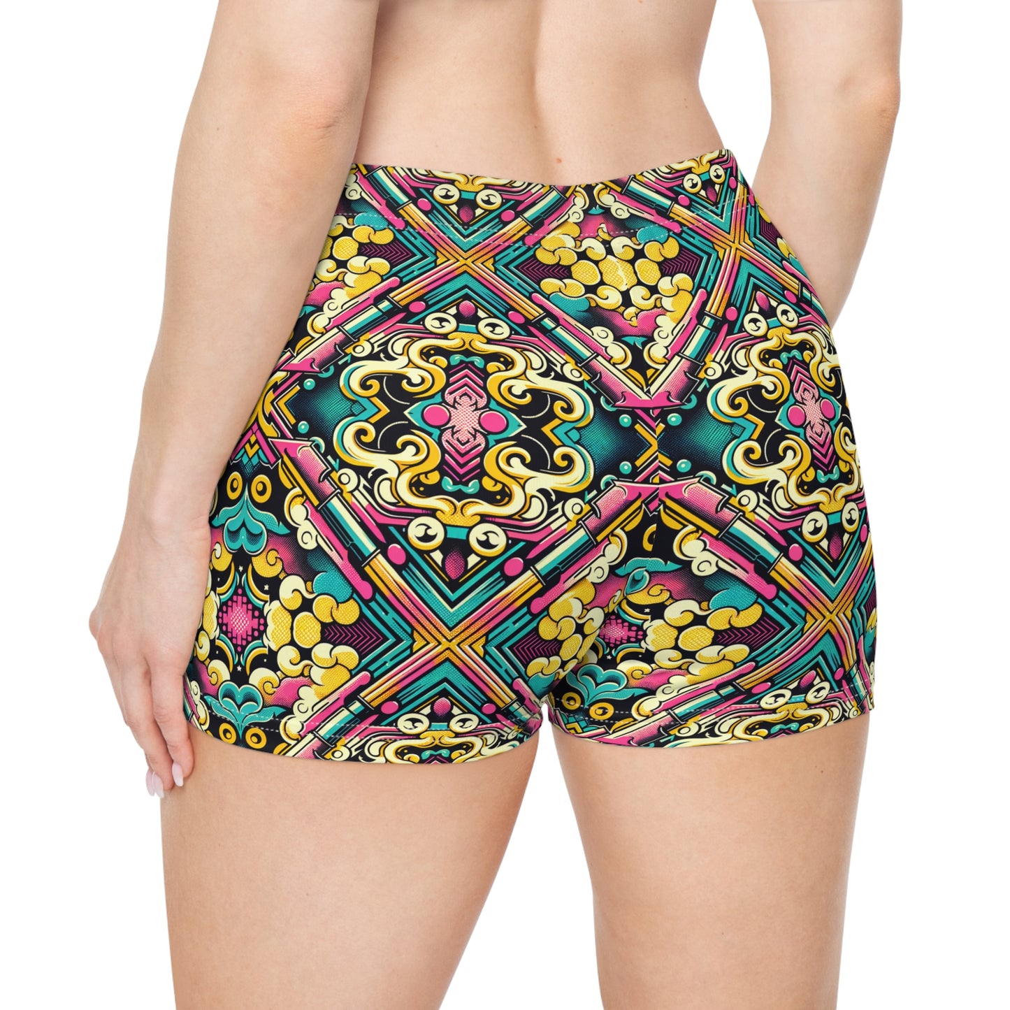 Neon Pop Art Revival Pop Culture Retro Women's Shorts - 8404 Design-59