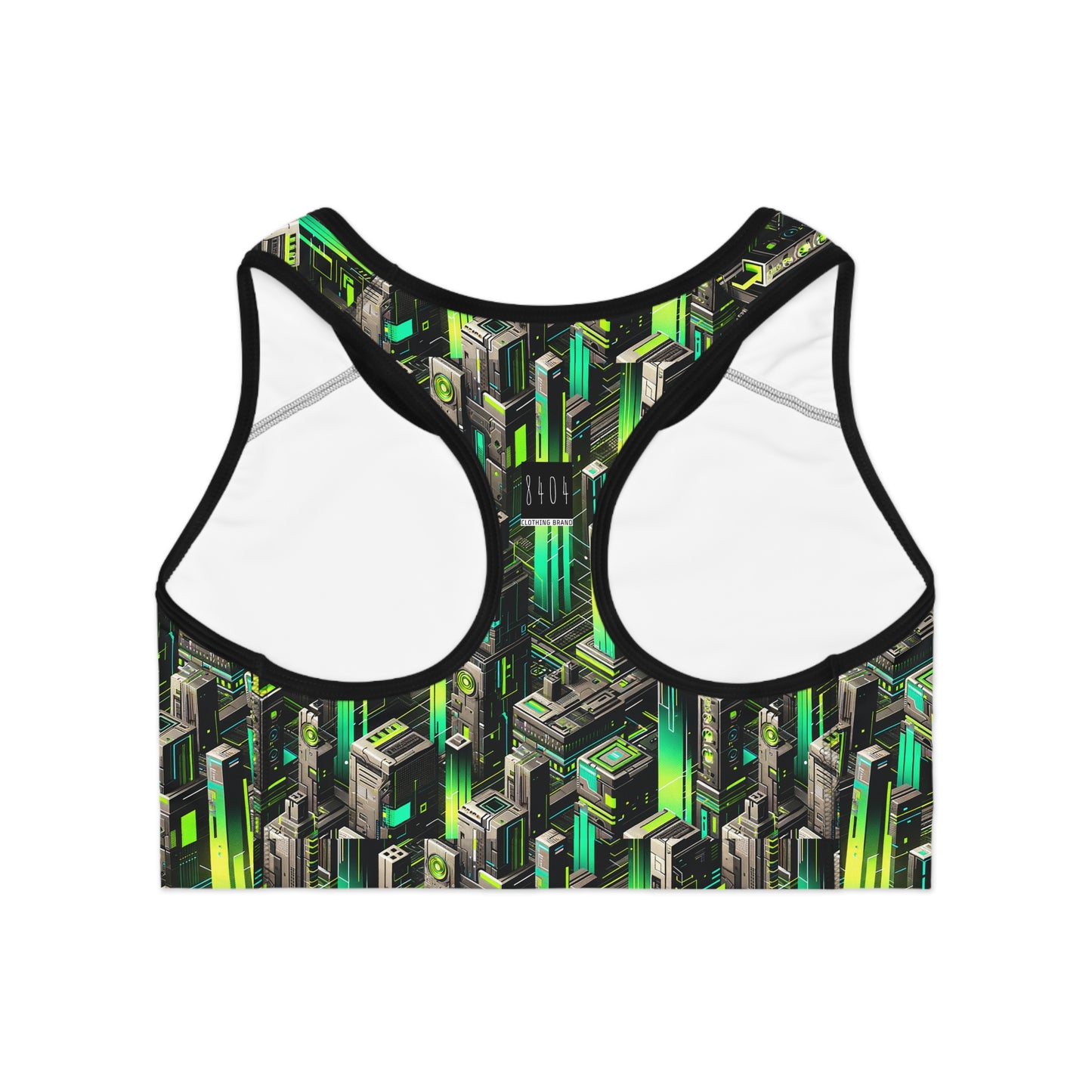 Digital Rebellion Tech-Forward Streetwear Sports Bra - 8404 Design-63
