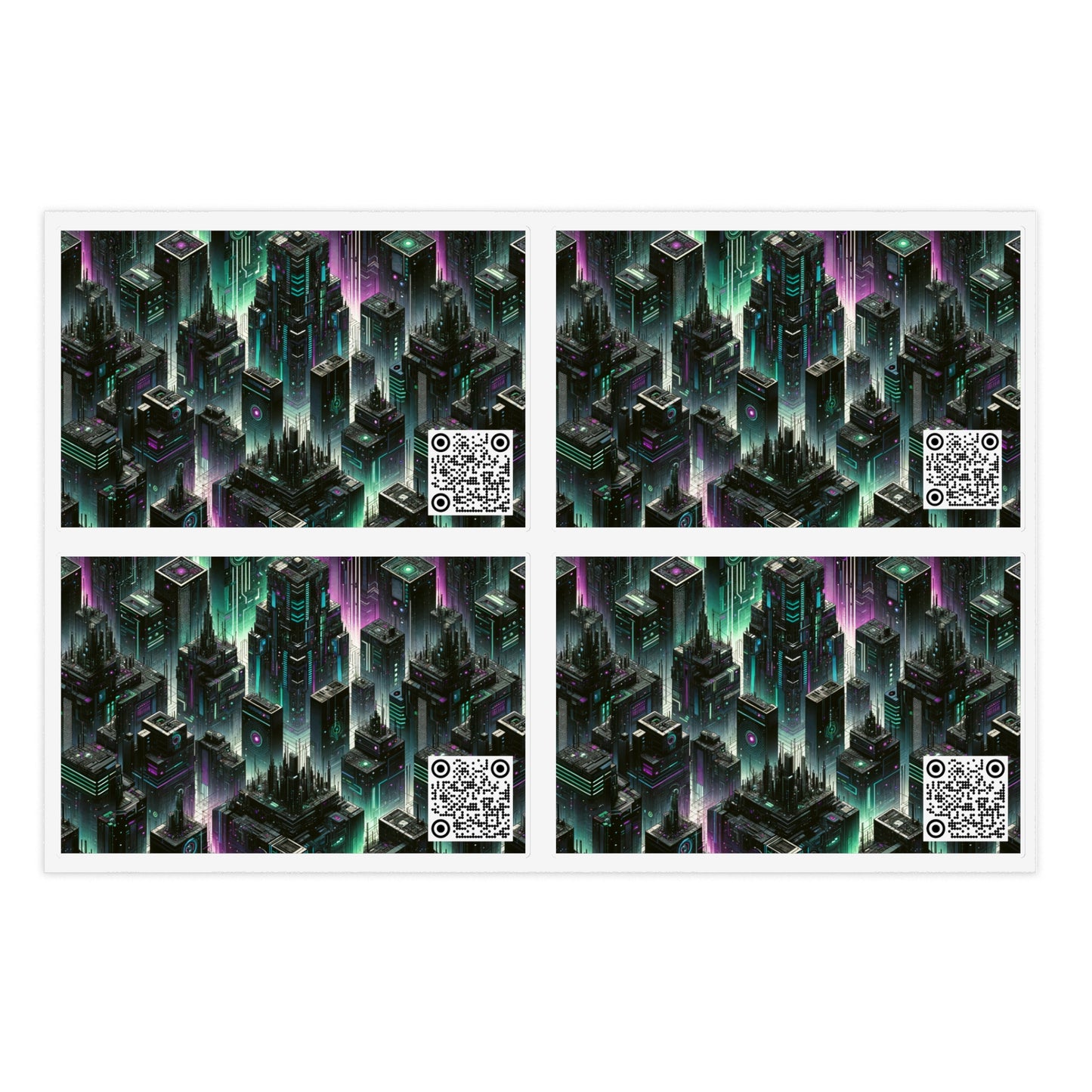 Tech Noir Aesthetics Tech-Forward Urban Dystopia Sticker Sheets - 8404 Design-44
