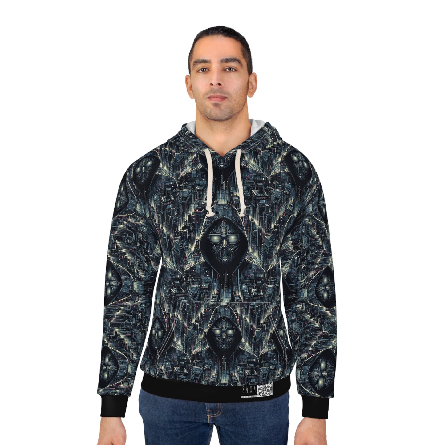 Tech Noir Aesthetics Sleek Tech Streetwear Pullover Hoodie - 8404 Design-56