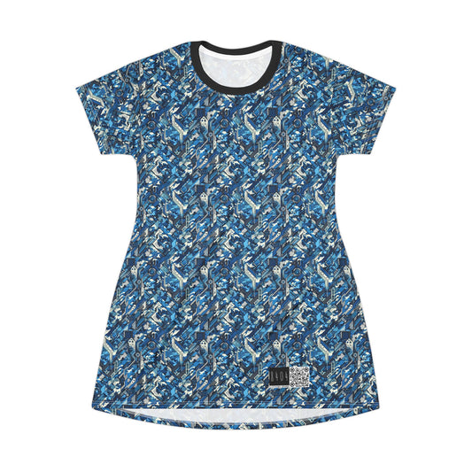 Tech Urban Camo Tech-Forward Streetwear With a Futuristic Military Edge T-Shirt Dress - 8404 Design-39