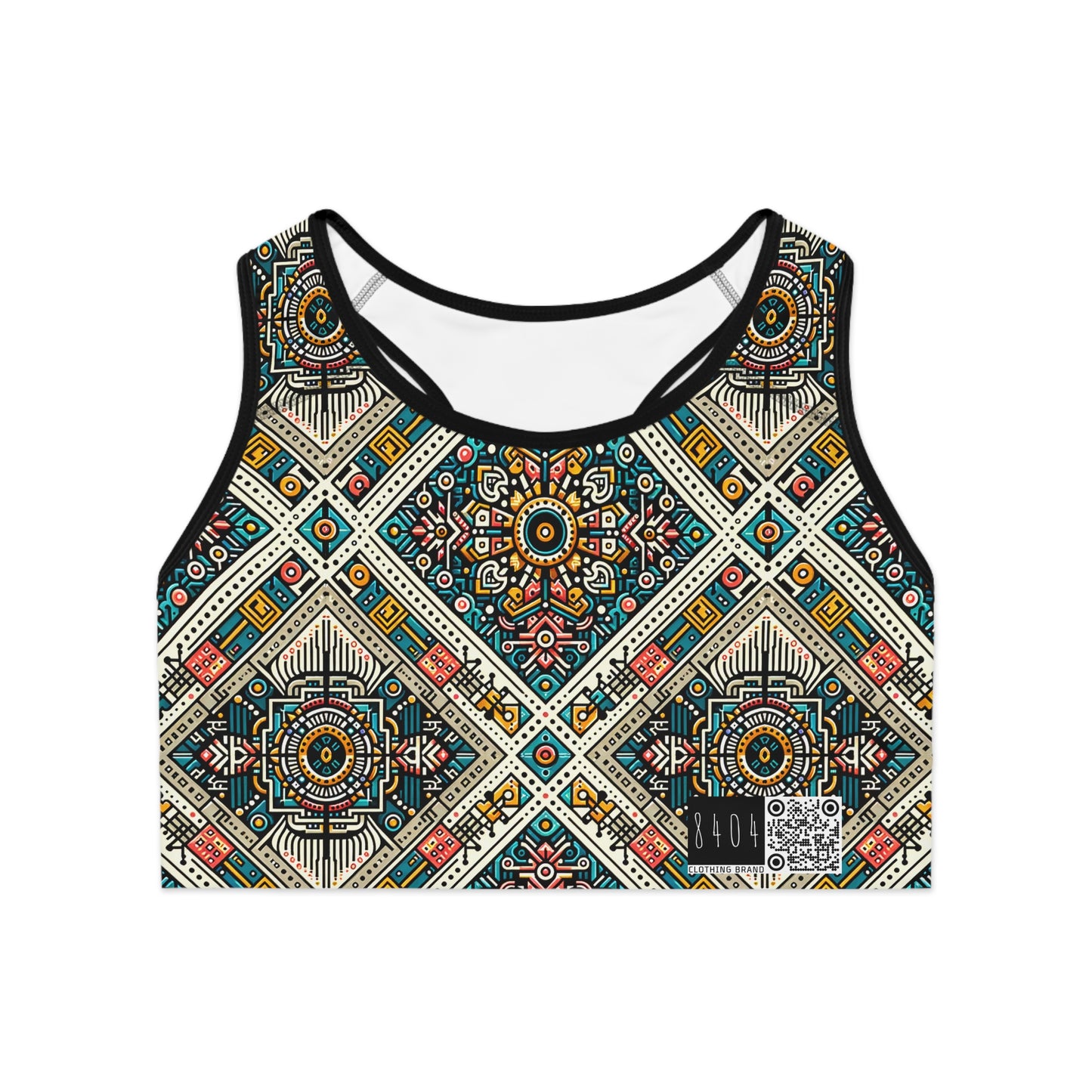 Cultural Fusion Tech Blend of Cultural Heritage With Tech-Inspired Elements Sports Bra - 8404 Design-64