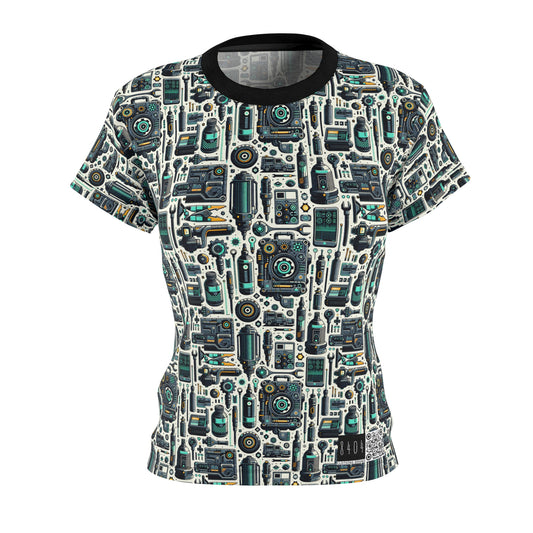 Tech Utility Fusion Modern Tech Streetwear Women's Cut & Sew Tee - 8404 Design-53