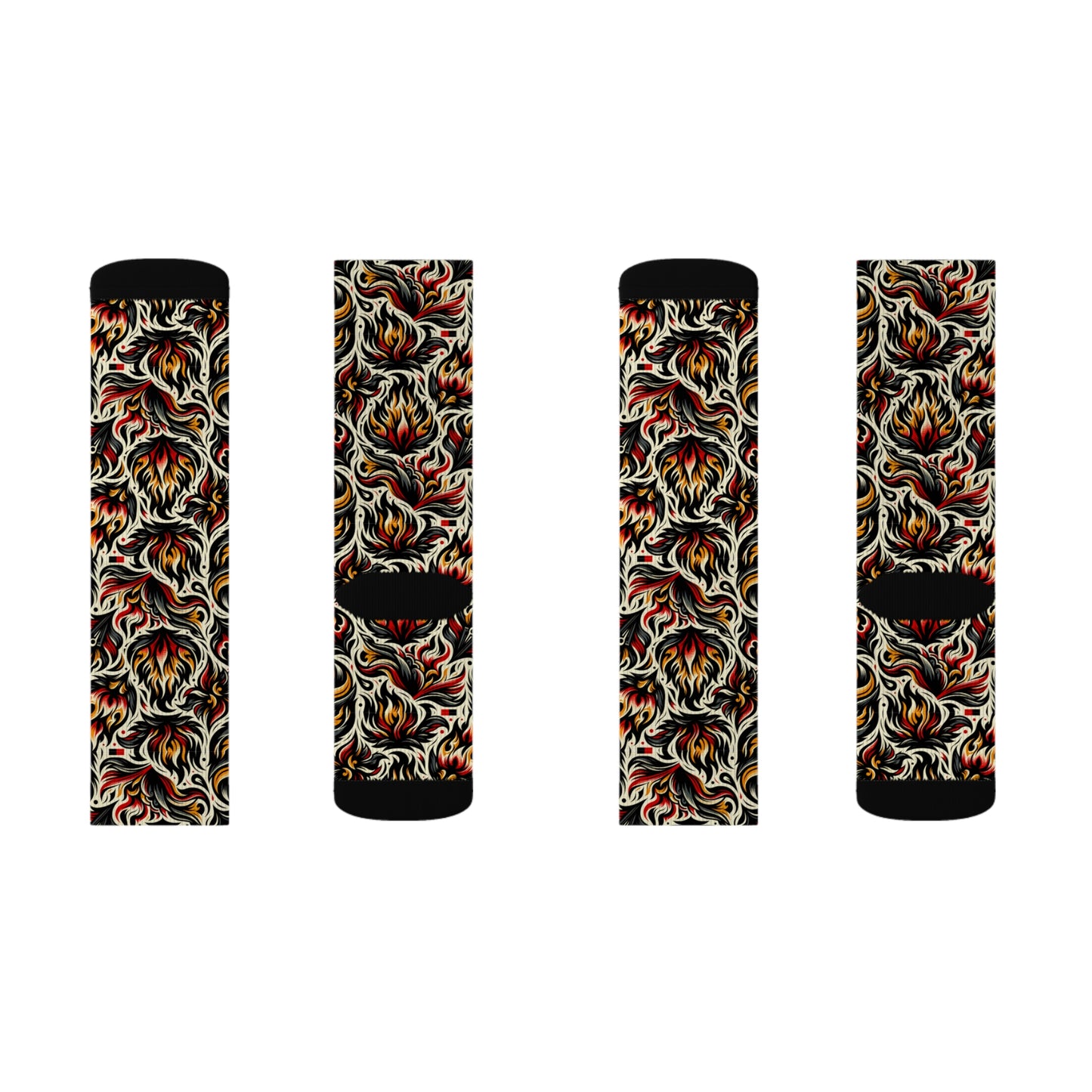 Fire & Flames Bold Streetwear Statement Sublimation Socks - 8404 Design-57