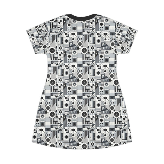 Digital Minimalism Minimalist Tech T-Shirt Dress - 8404 Design-65