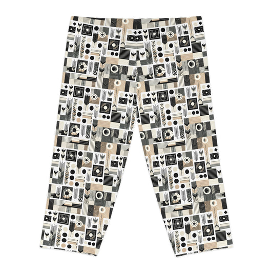 Elevated Athleisure Modern Sophistication With Sporty Elements Women's Capri Leggings - 8404 Design-57