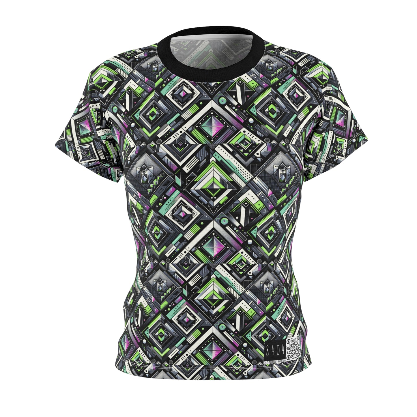 Retro Futurism Graphics Tech-Forward Streetwear Women's Cut & Sew Tee - 8404 Design-48