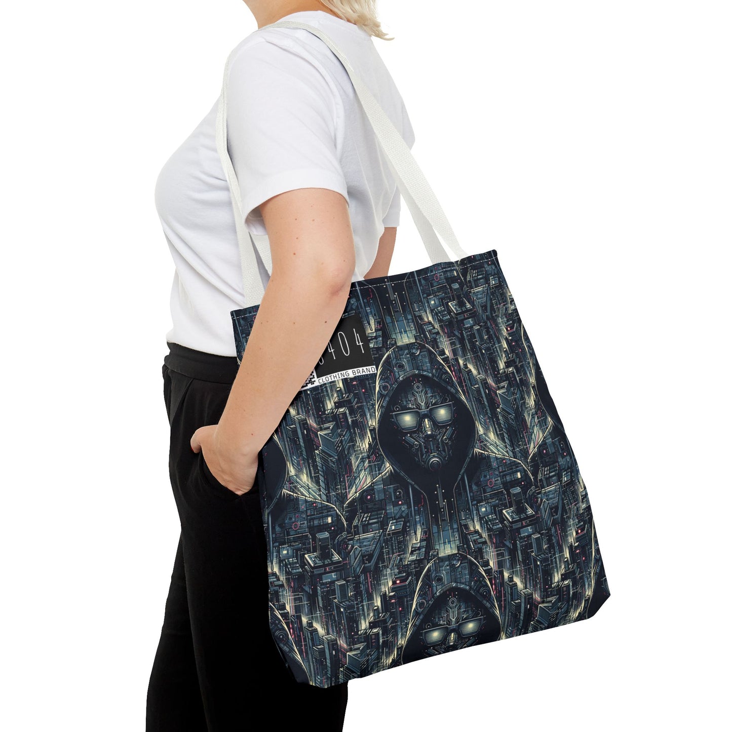 Tech Noir Aesthetics Sleek Tech Streetwear Tote Bag - 8404 Design-56