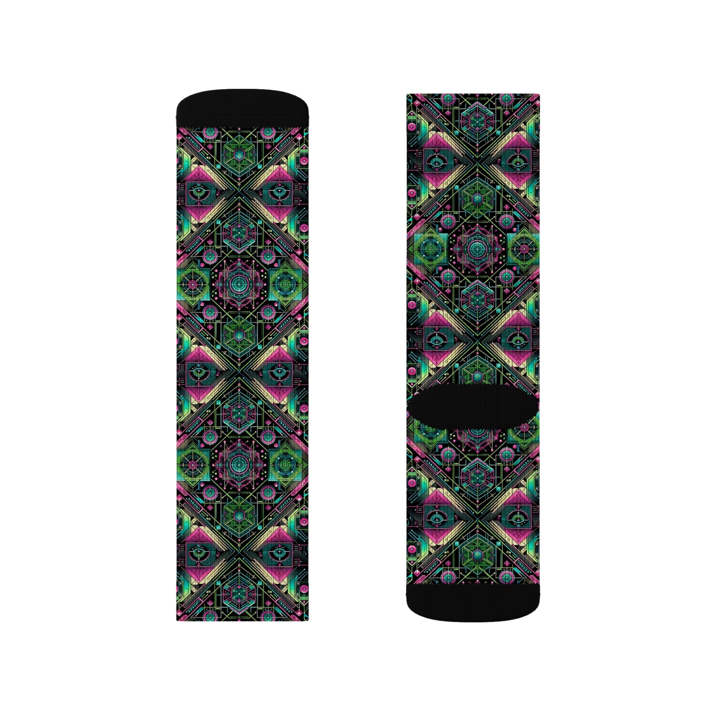 Tech-Infused Graphics Tech-Forward Streetwear Sublimation Socks - 8404 Design-45