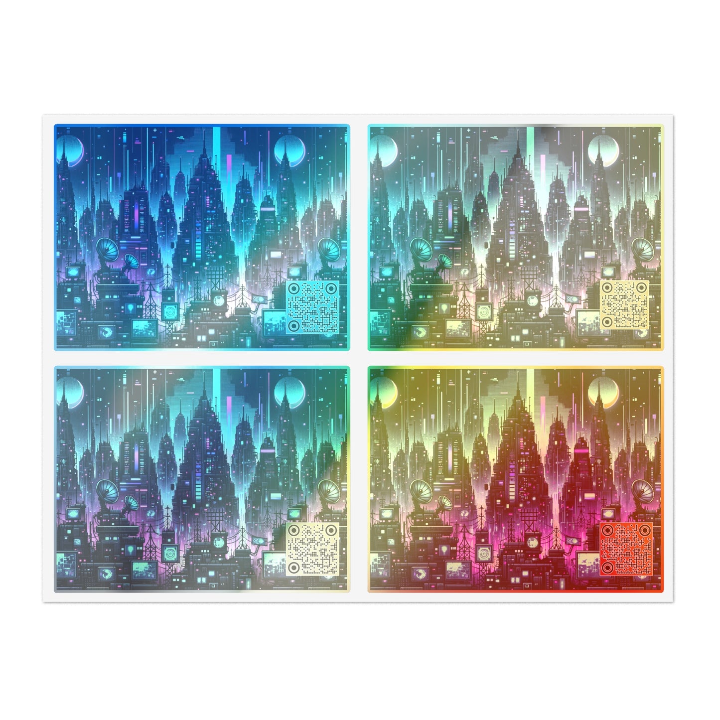 Tech Noir Graphics Futuristic Cyberpunk Sticker Sheets - 8404 Design-54
