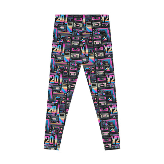 Digital Nostalgia Tech-Inspired Retro Fusion Stretch Leggings - 8404 Design-65