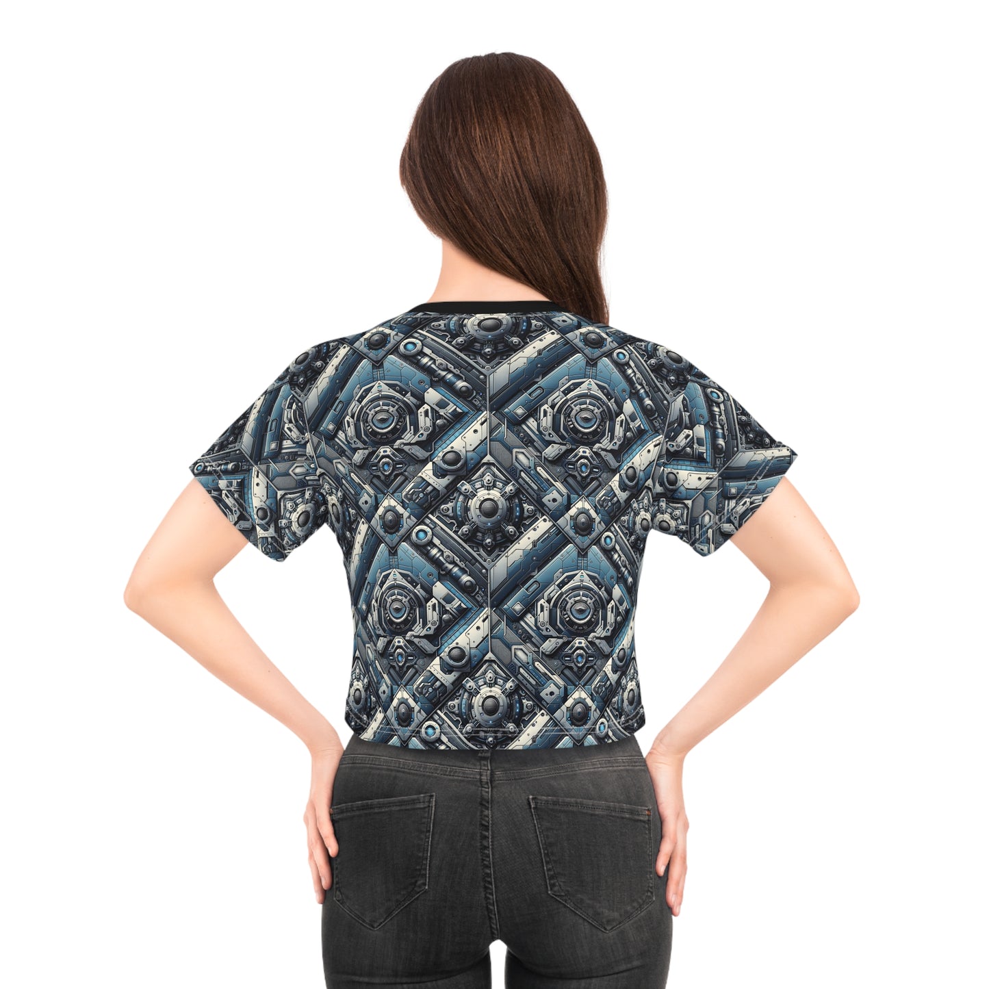 Tech Utility Fusion Tech-Forward Utility With a Futuristic Edge Crop Tee - 8404 Design-43