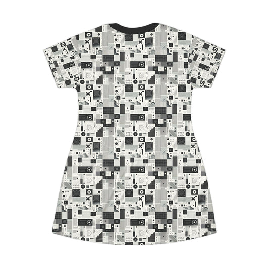 Digital Minimalism Minimalist Tech T-Shirt Dress - 8404 Design-50