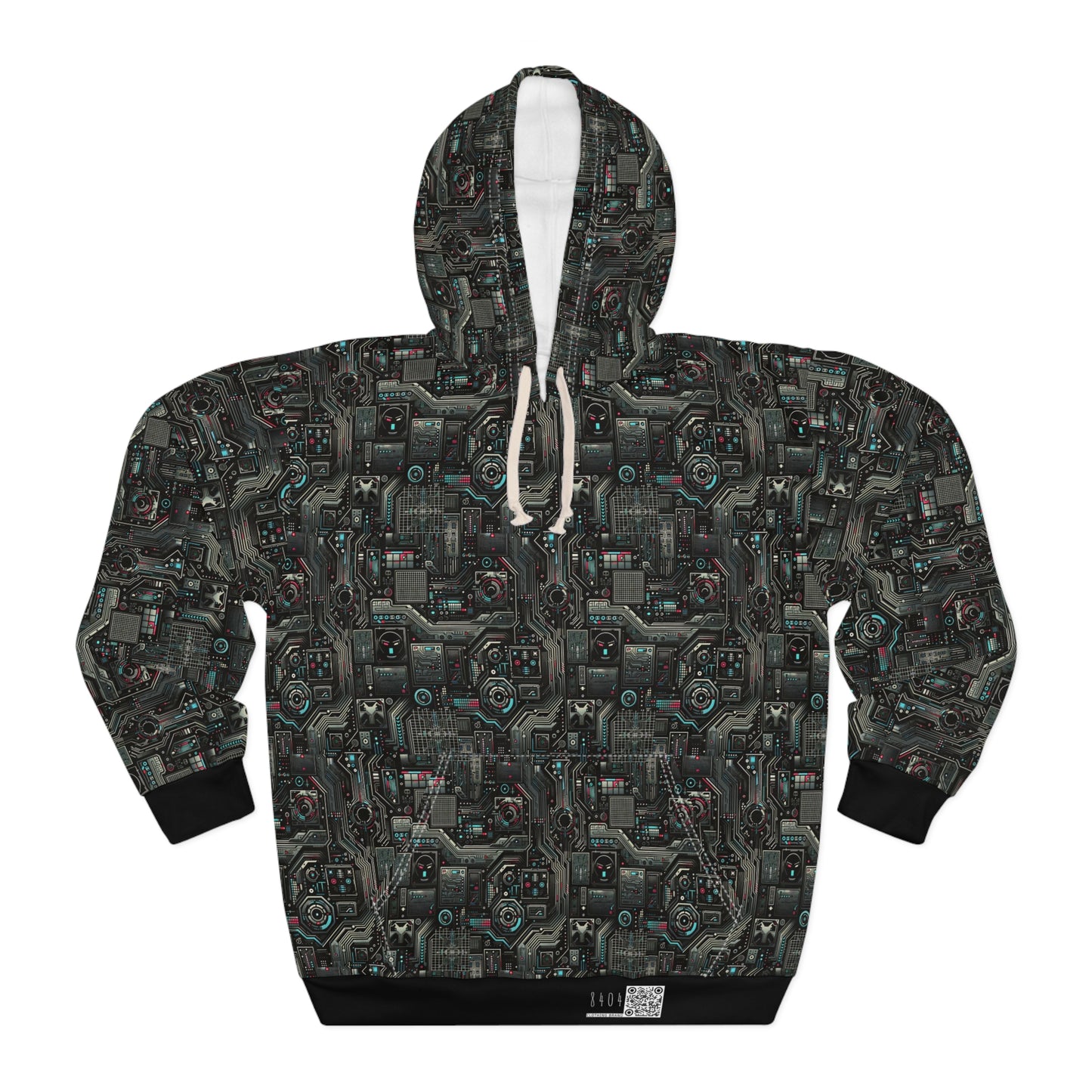 Tech Noir Aesthetics Sleek Tech Streetwear Pullover Hoodie - 8404 Design-52