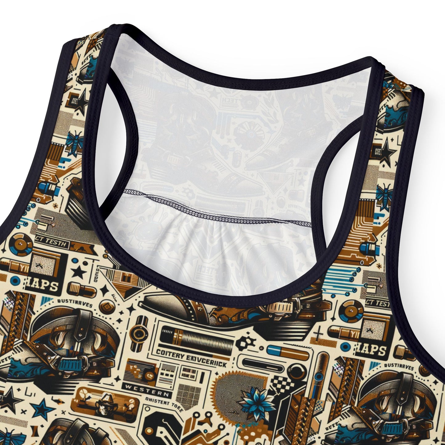 Digital Cowboy Chic Tech-Infused Western Fusion Women's Tank Top - 8404 Design-45