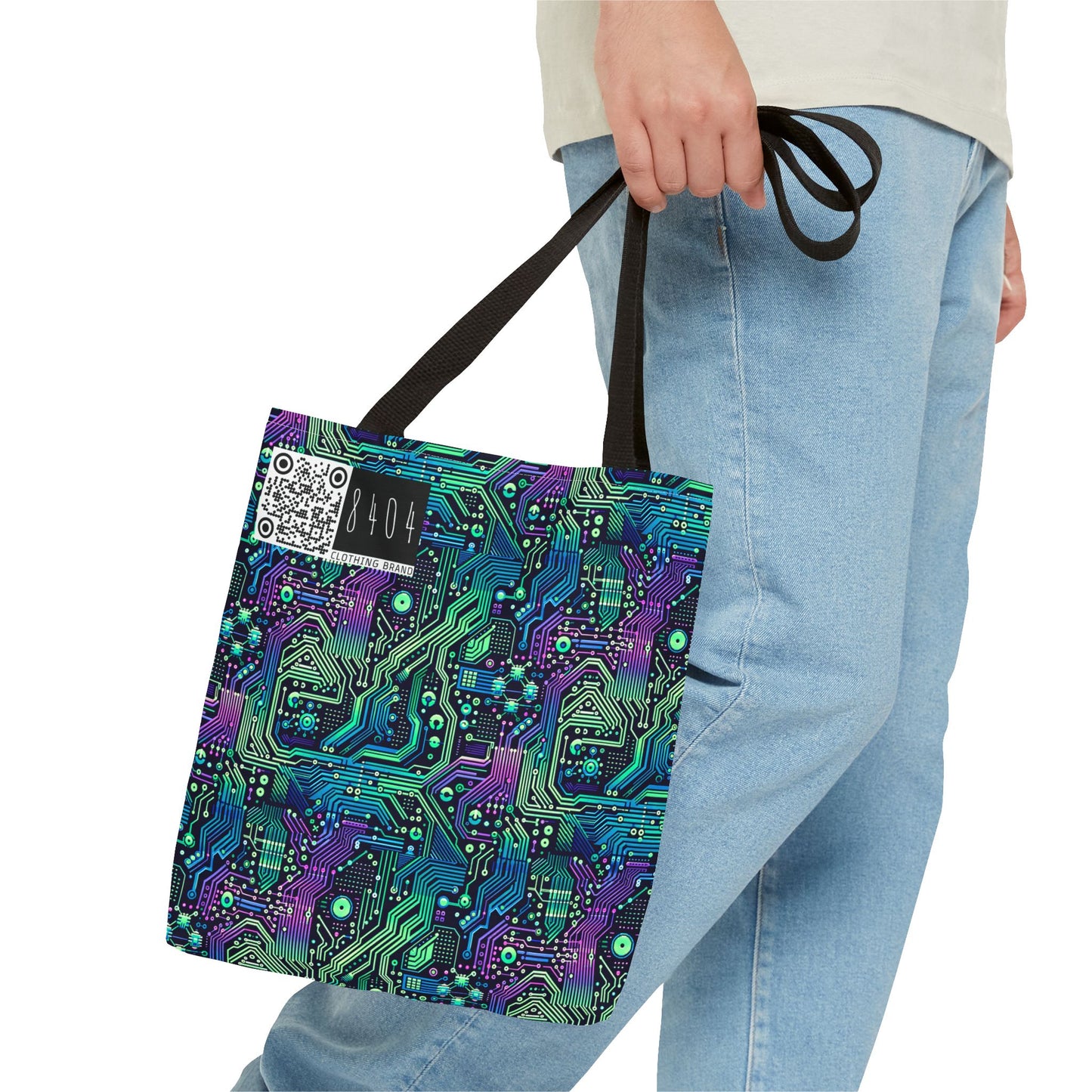 Tech-Infused Neon Tech-Forward Streetwear Tote Bag - 8404 Design-66
