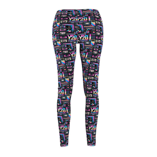 Digital Nostalgia Tech-Inspired Retro Fusion Women's Cut & Sew Casual Leggings - 8404 Design-65