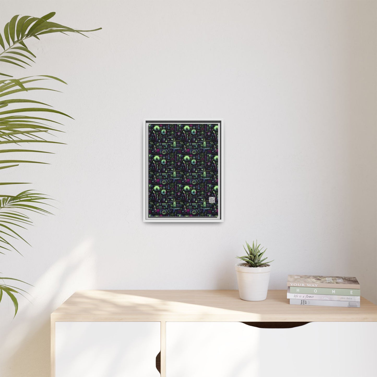 Tech Noir Futuristic Cyberpunk Matte Canvas, Framed (multi-Color) - 8404 Design-63 A