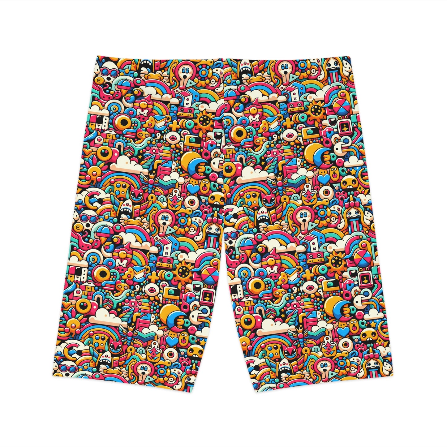 Neon Pop Playful Pop Culture Mashup Women's Bike Shorts - 8404 Design-62