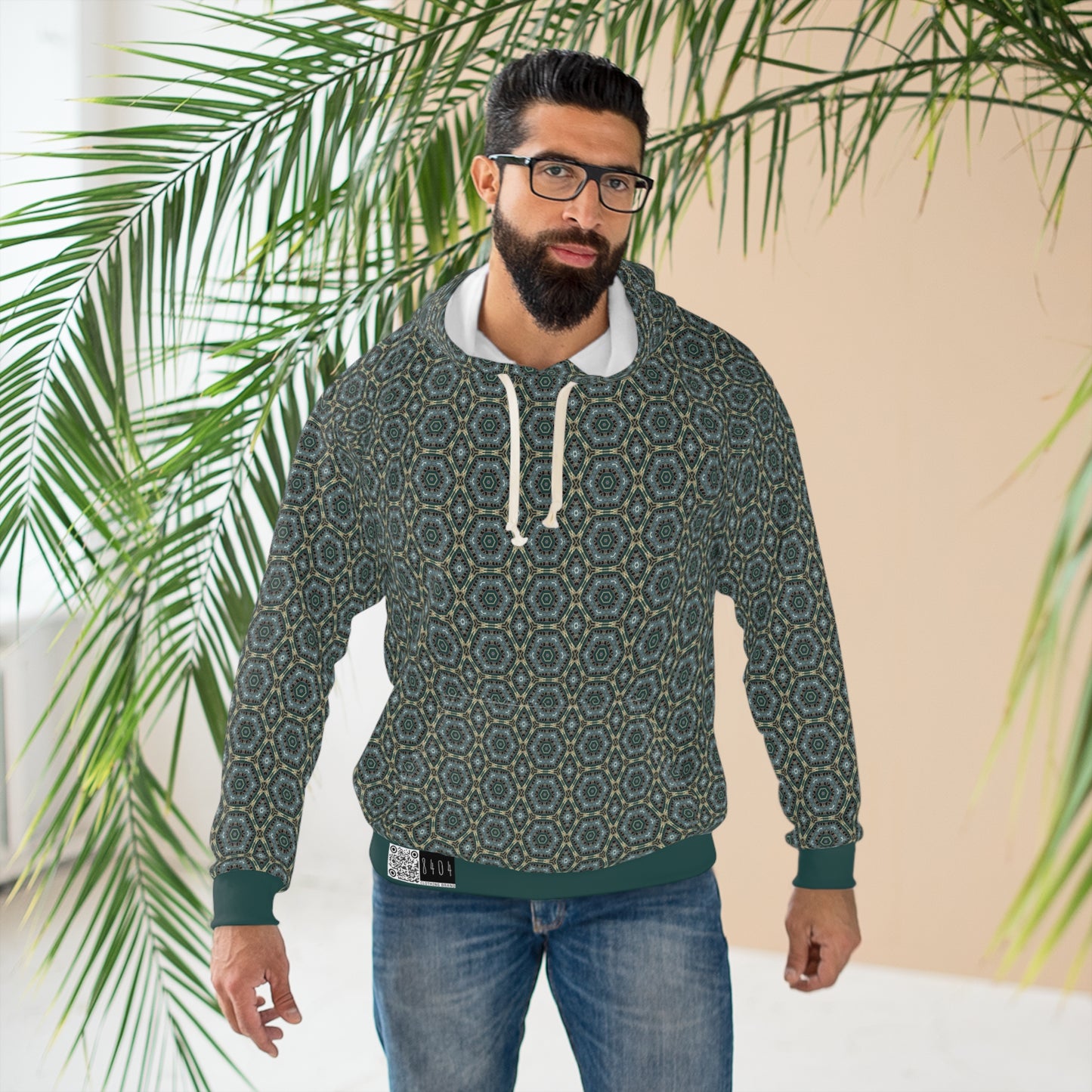 8404 Unisex Adult "green Outer Core" Fashion Pullover Hoodie