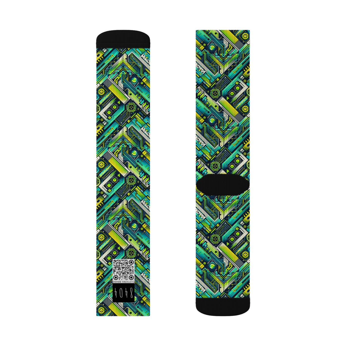 Tech-Infused Neon Tech-Forward Streetwear Sublimation Socks - 8404 Design-52