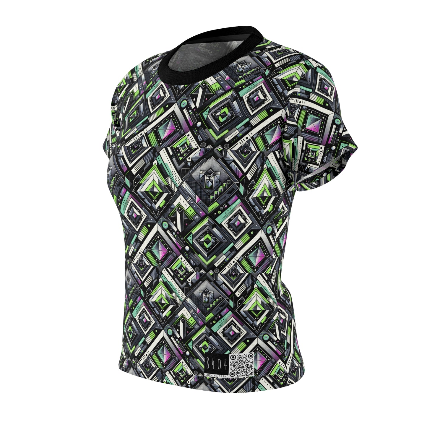 Retro Futurism Graphics Tech-Forward Streetwear Women's Cut & Sew Tee - 8404 Design-48