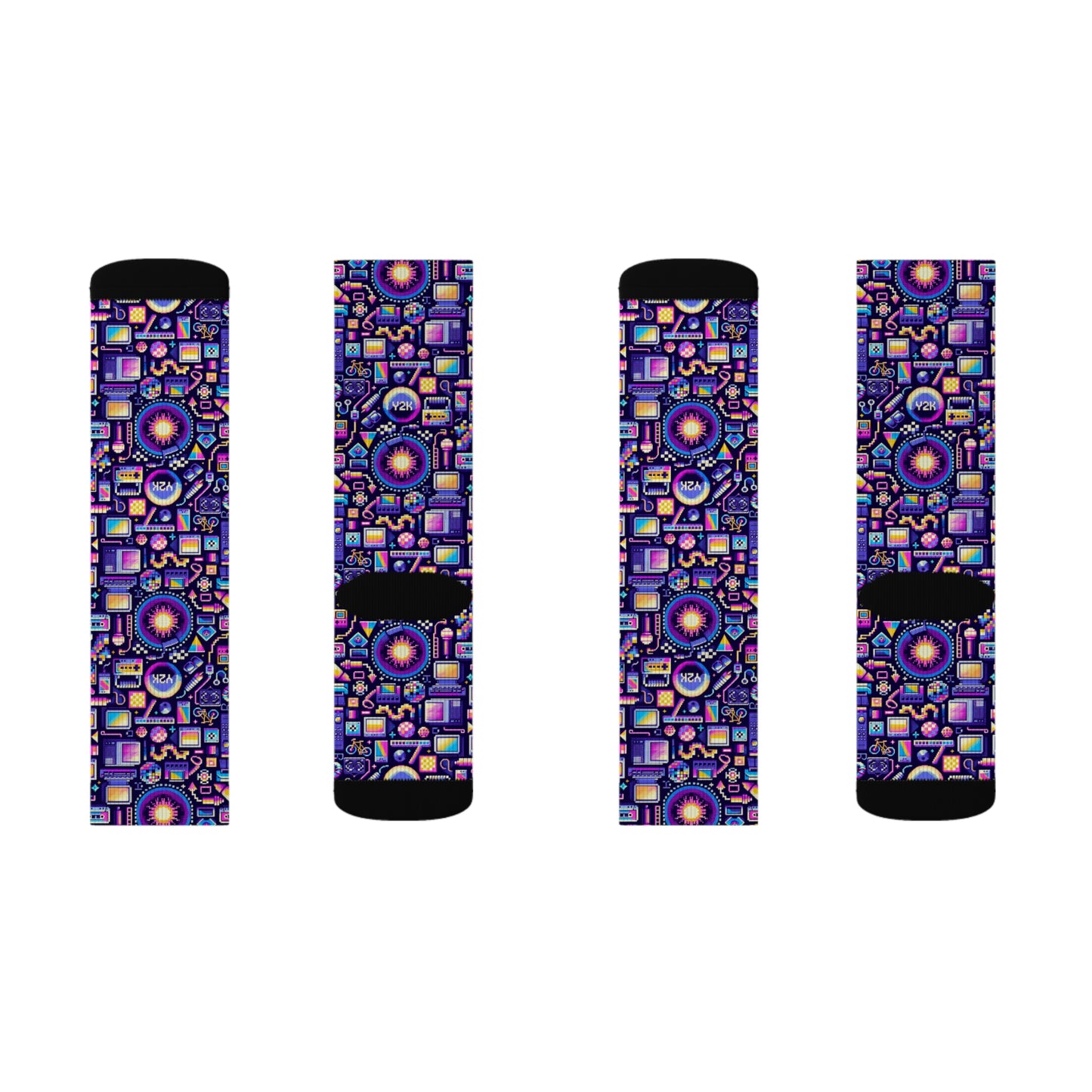 Digital Nostalgia Modern Retro Fusion Sublimation Socks - 8404 Design-64
