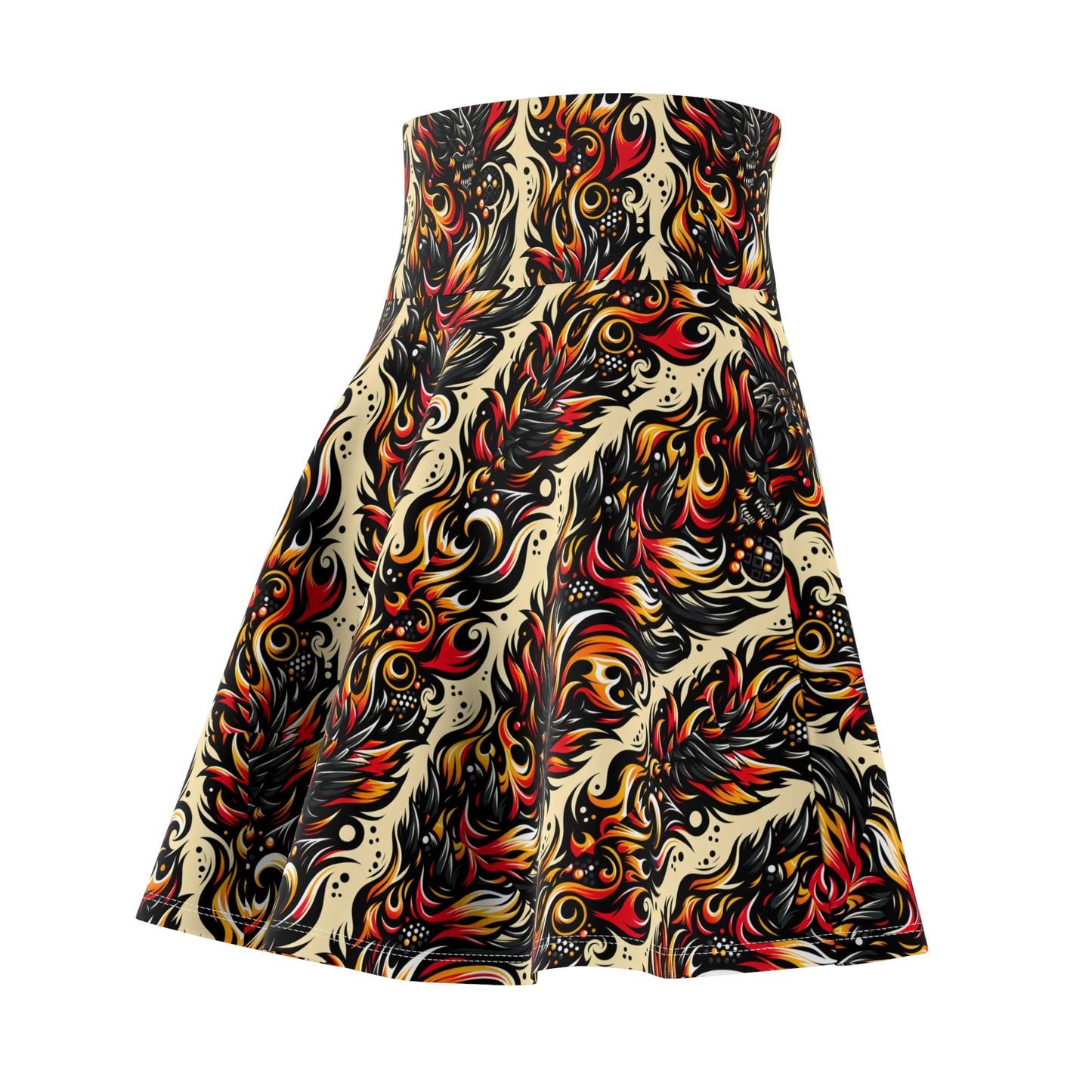 Flame Graphics Maximalist Streetwear Women's Skater Skirt - 8404 Design-65