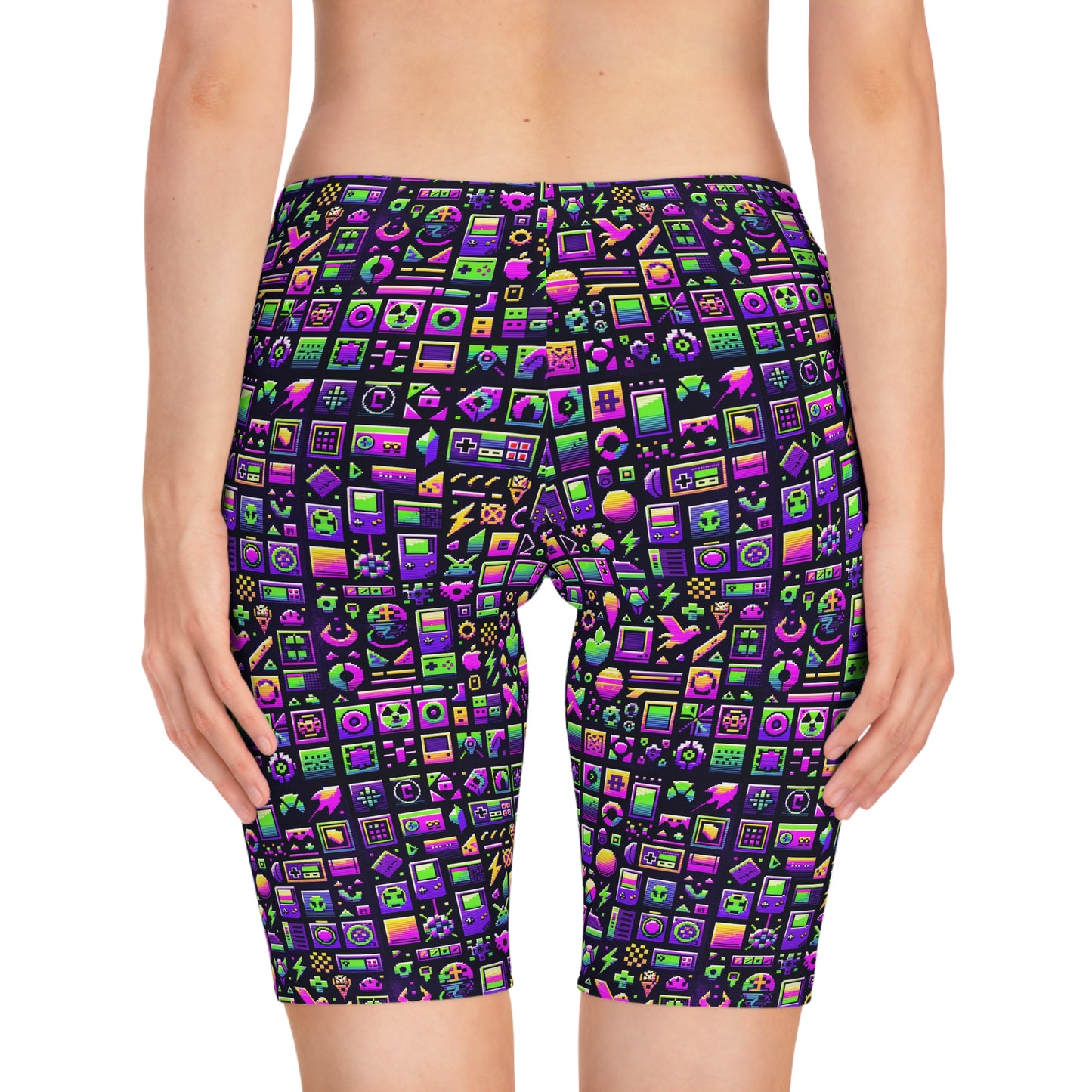 Digital Nostalgia Remix Modern Vintage Fusion Women's Bike Shorts - 8404 Design-49