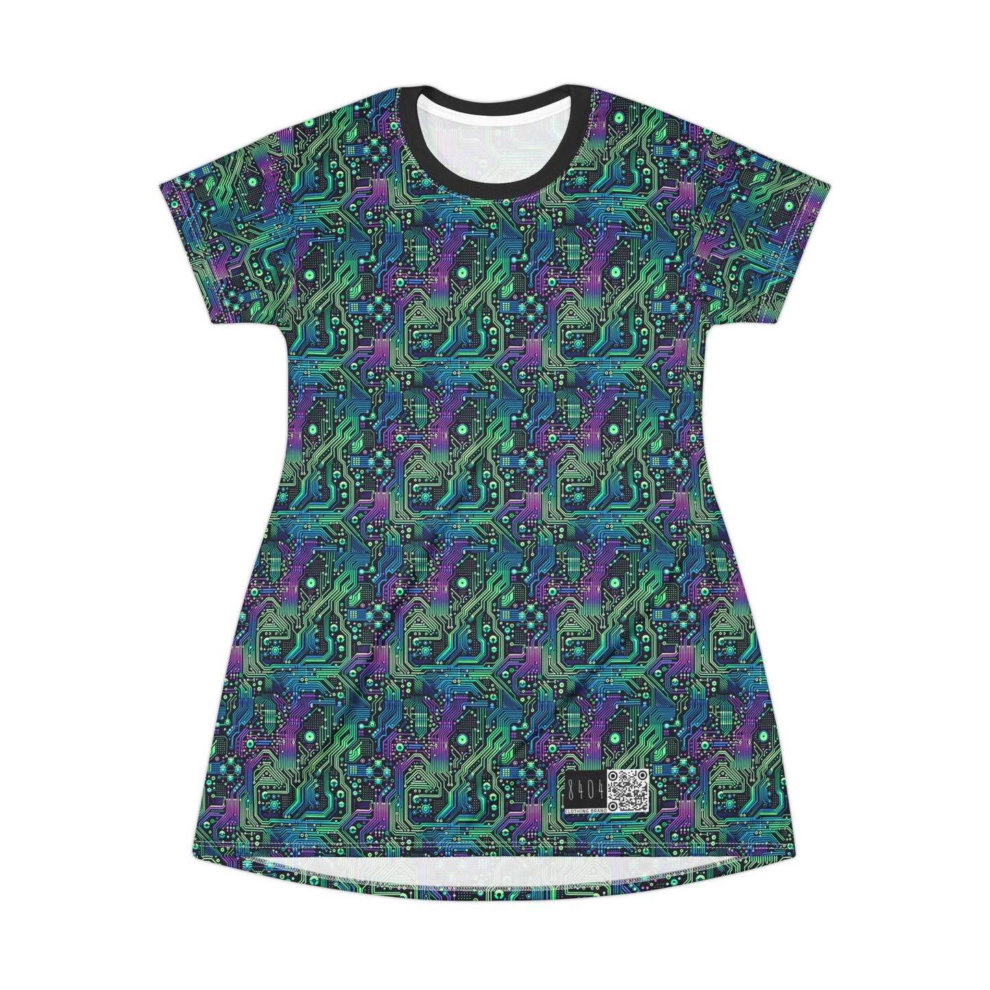 Tech-Infused Neon Tech-Forward Streetwear T-Shirt Dress - 8404 Design-66
