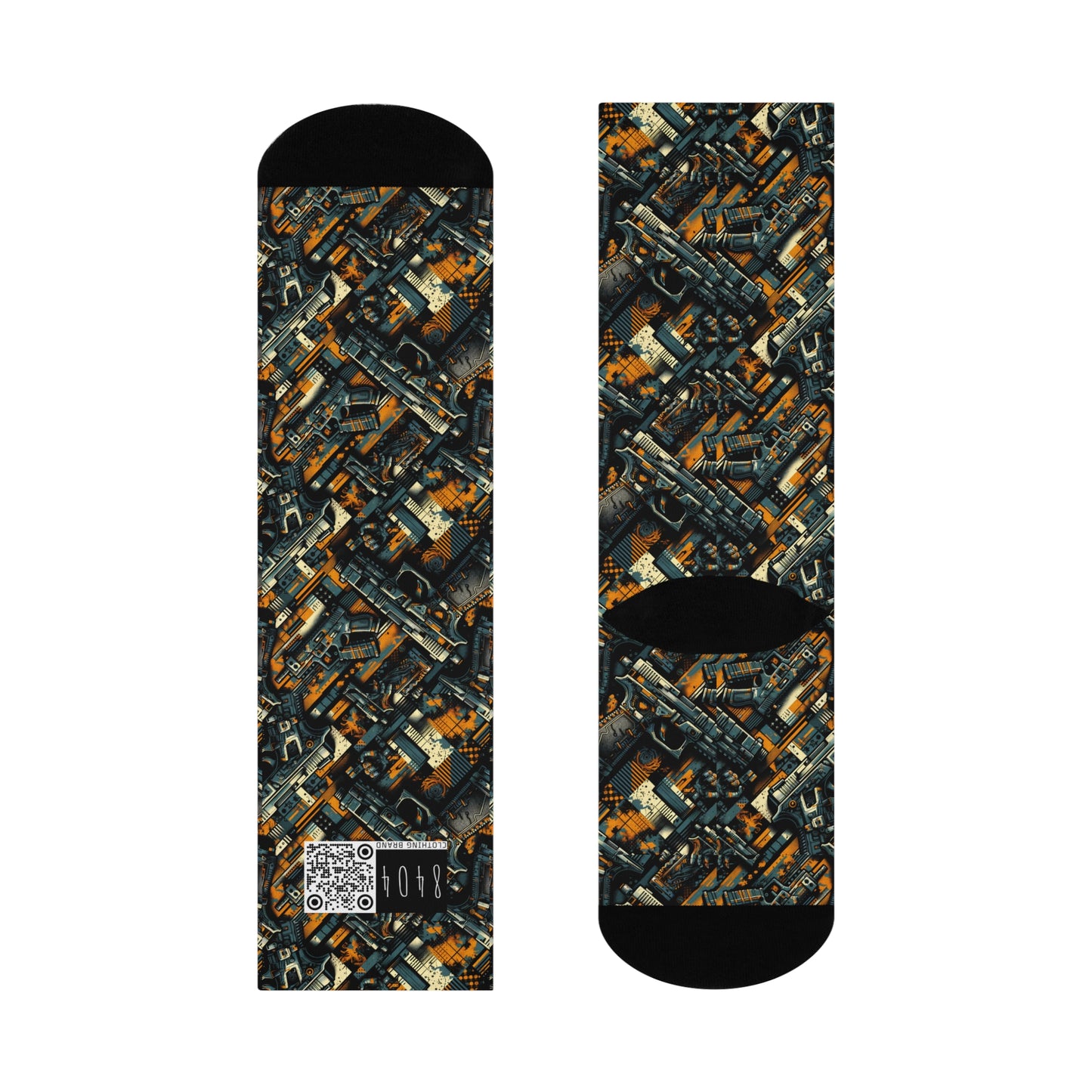 Digital Punk Futuristic Grunge Cushioned Crew Socks - 8404 Design-47
