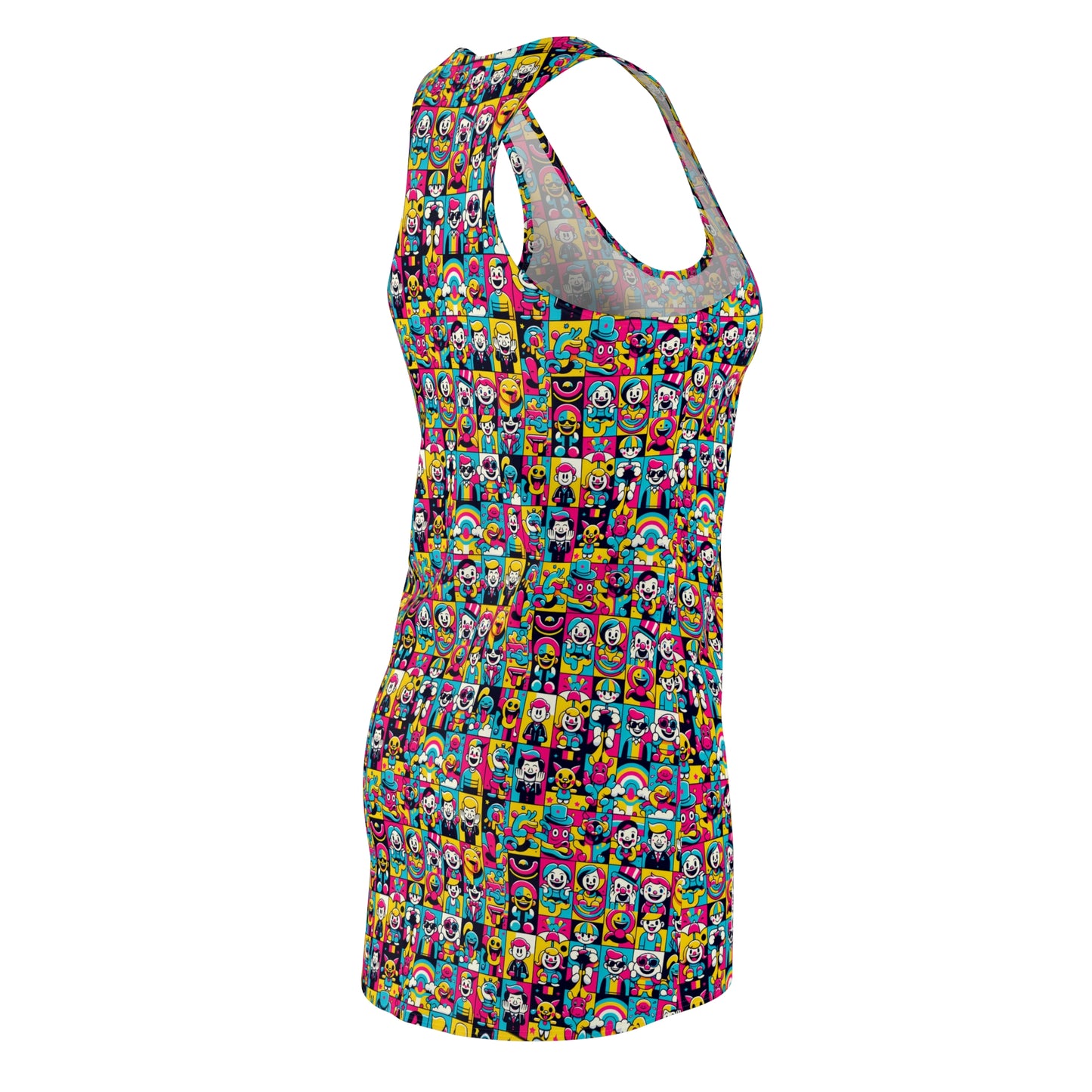 Neon Pop Playful Pop Culture Mashup Women's Cut & Sew Racerback Dress - 8404 Design-60