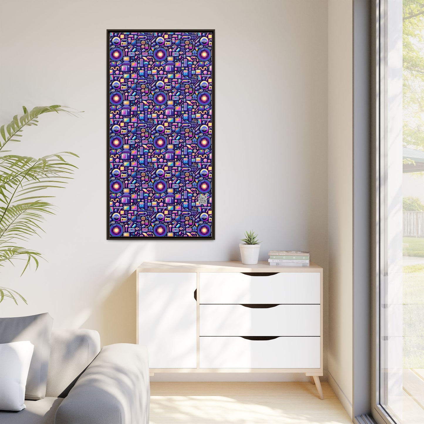 Digital Nostalgia Modern Retro Fusion Matte Canvas, Framed (multi-Color) - 8404 Design-64 B