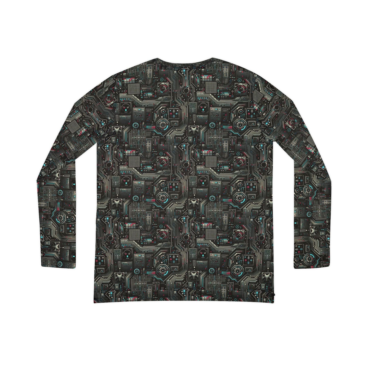 Tech Noir Aesthetics Sleek Tech Streetwear Women's Long Sleeve V-Neck Shirt - 8404 Design-52