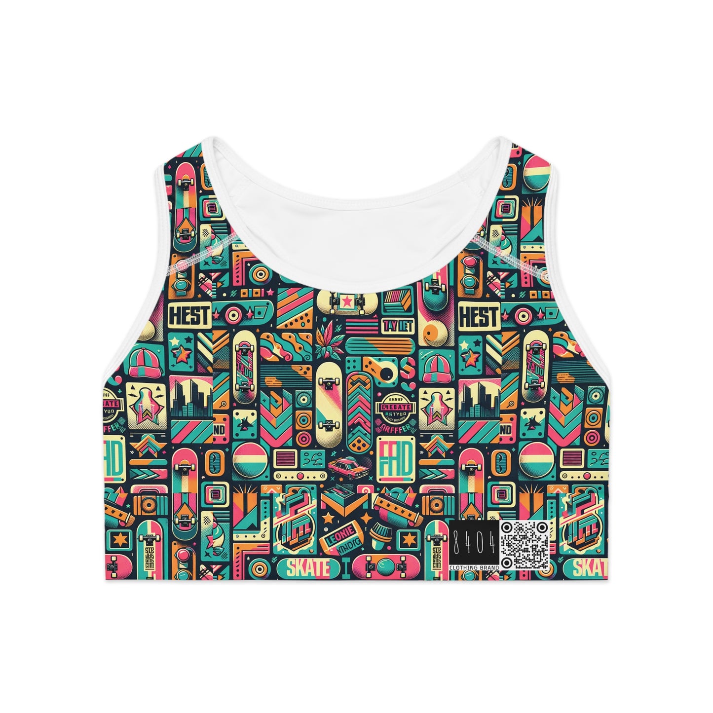 Skate Culture Revival Urban Retro Cool Sports Bra - 8404 Design-61