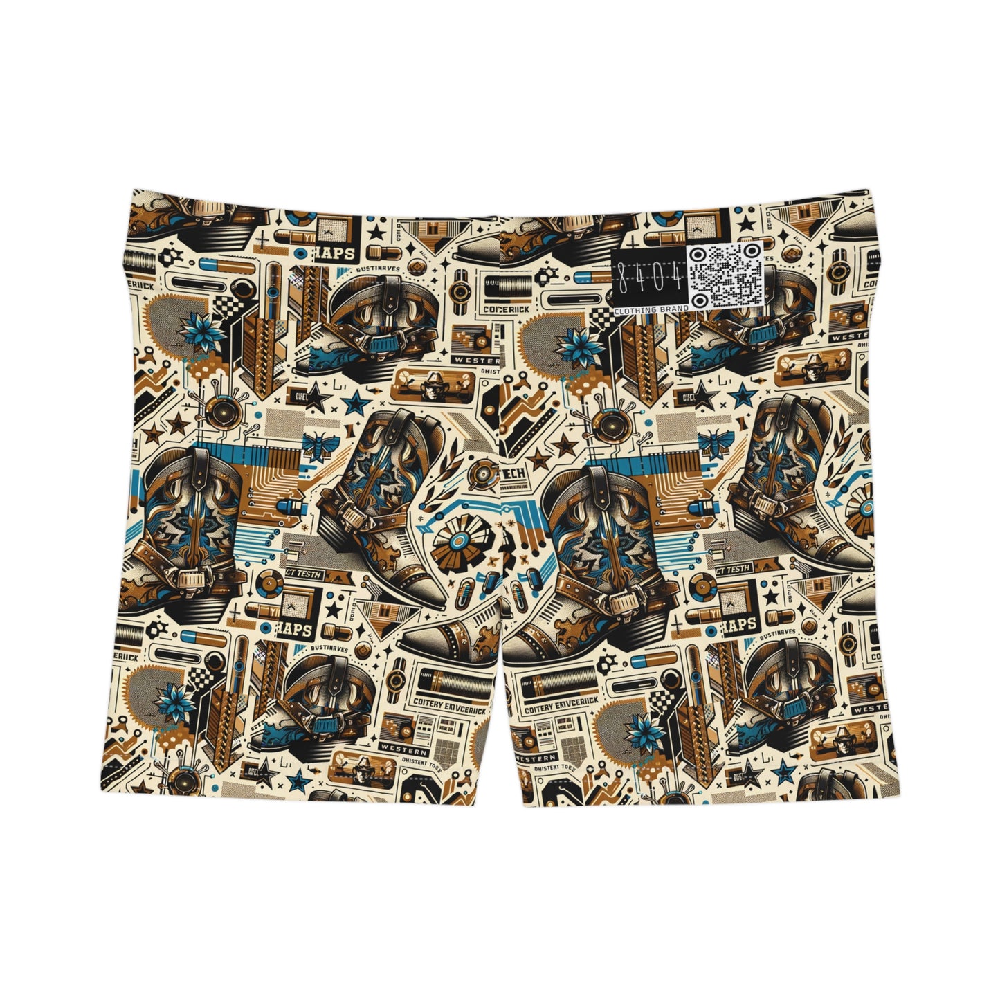 Digital Cowboy Chic Tech-Infused Western Fusion Women's Shorts - 8404 Design-45