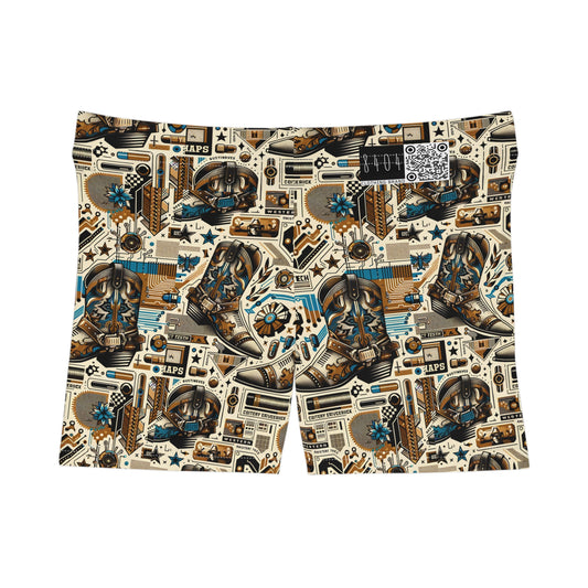 Digital Cowboy Chic Tech-Infused Western Fusion Women's Shorts - 8404 Design-45