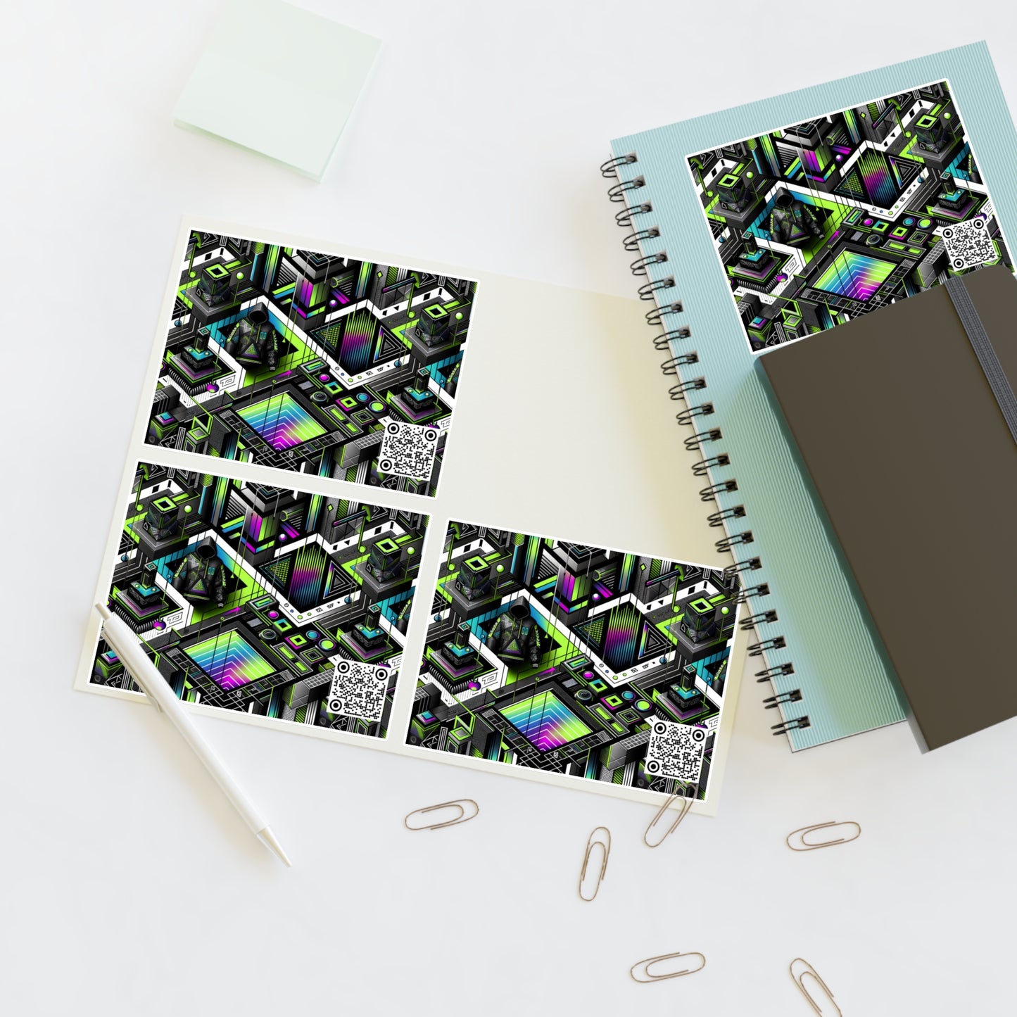 Retro Futurism Graphics Tech-Forward Streetwear Sticker Sheets - 8404 Design-52
