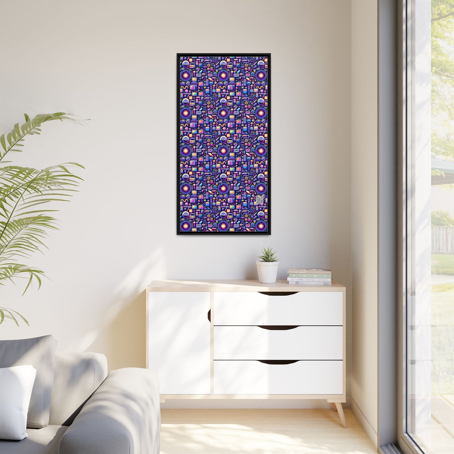 Digital Nostalgia Modern Retro Fusion Matte Canvas, Framed (multi-Color) - 8404 Design-64 B