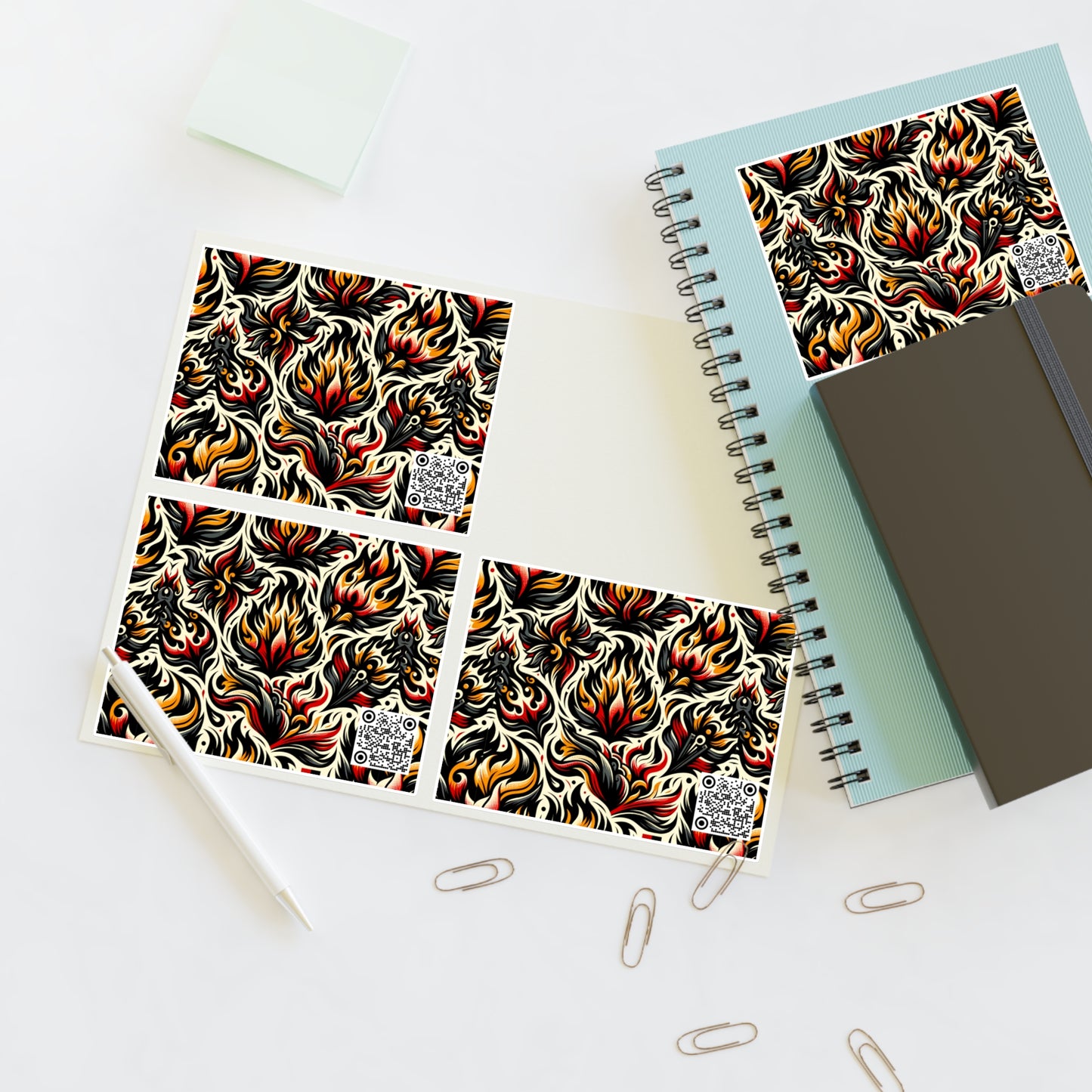 Fire & Flames Bold Streetwear Statement Sticker Sheets - 8404 Design-57