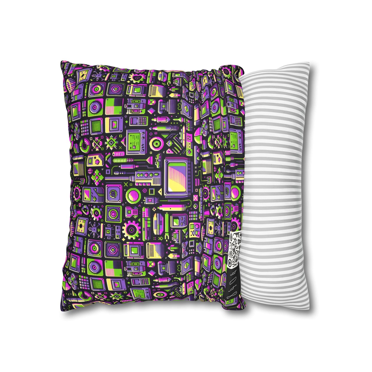 Digital Nostalgia Remix Modern Vintage Fusion Faux Suede Square Pillowcase - 8404 Design-67