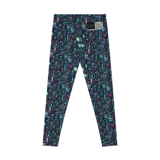 Digital Rebellion Tech-Inspired Streetwear Stretch Leggings - 8404 Design-58