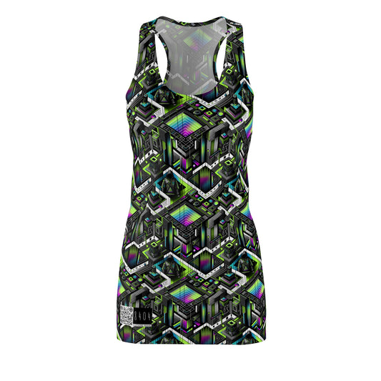 Retro Futurism Graphics Tech-Forward Streetwear Women's Cut & Sew Racerback Dress - 8404 Design-52